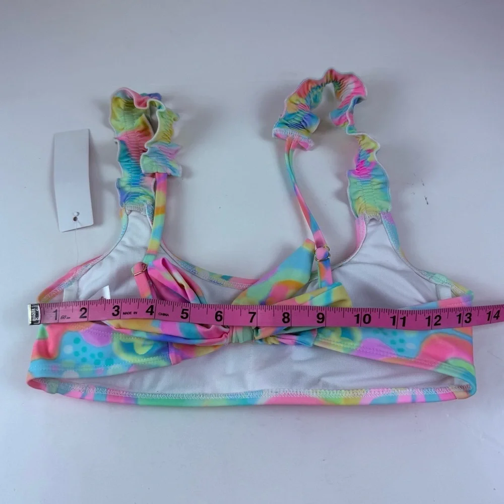 Salt + Cove Bikini Top Juniors Size Medium Multicolor Pastel Floral Ruffle NWT